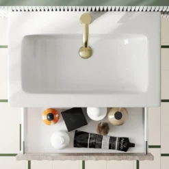 Billy 600mm Wall Hung Vanity Unit with Fluted Drawer Front & Basin