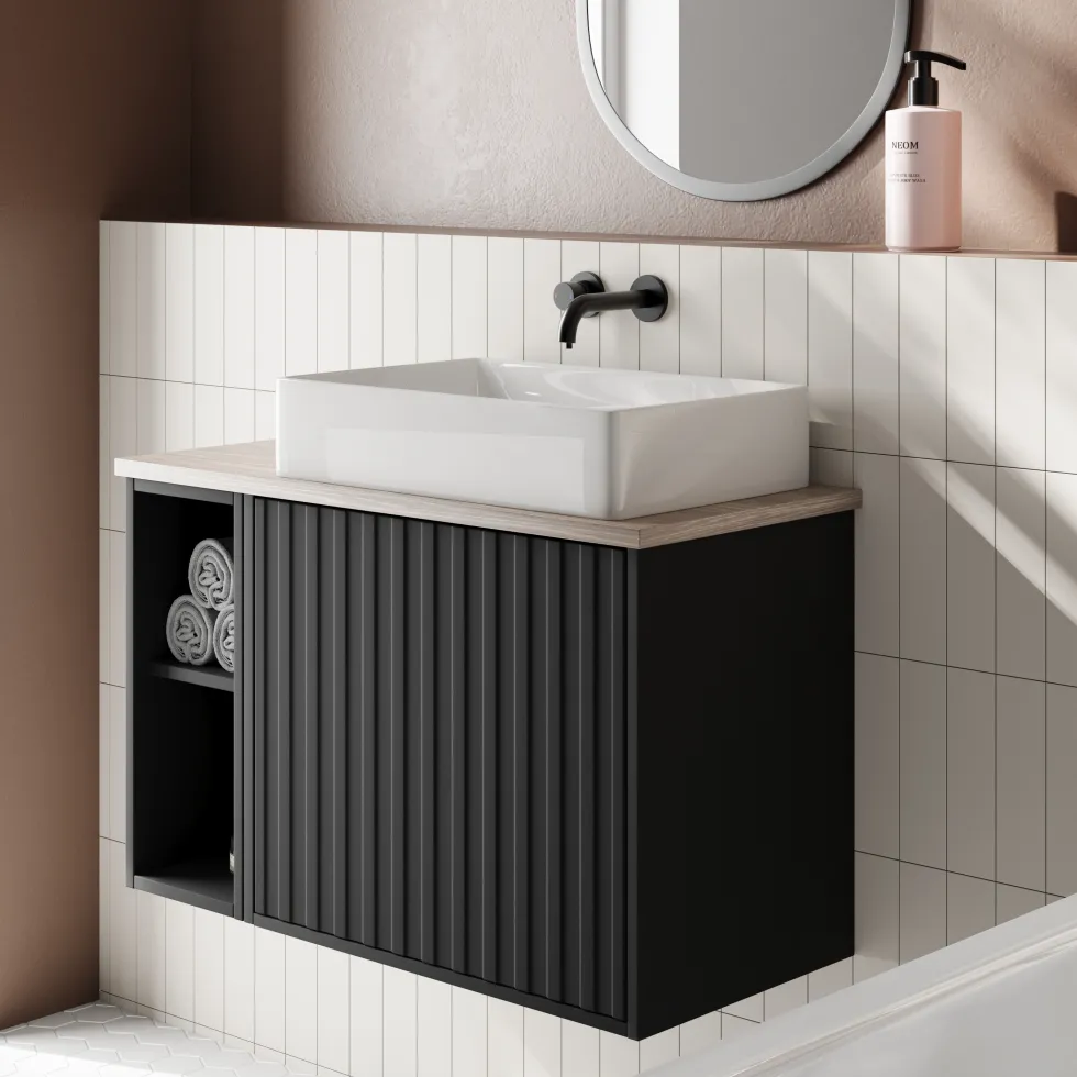 Billy 800mm Wall Hung Vanity Unit with Fluted Drawer Front & Countertop