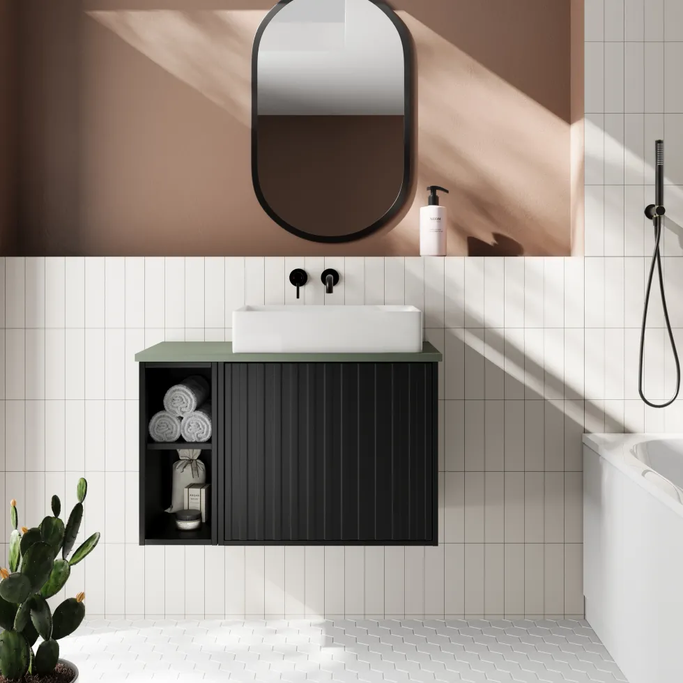 Billy 800mm Wall Hung Vanity Unit with Fluted Drawer Front & Countertop