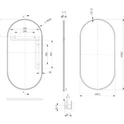 Billy Oval Framed Mirror - 500 x 1000mm