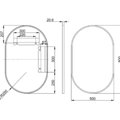 Billy Oval Framed Mirror - 500 x 800mm