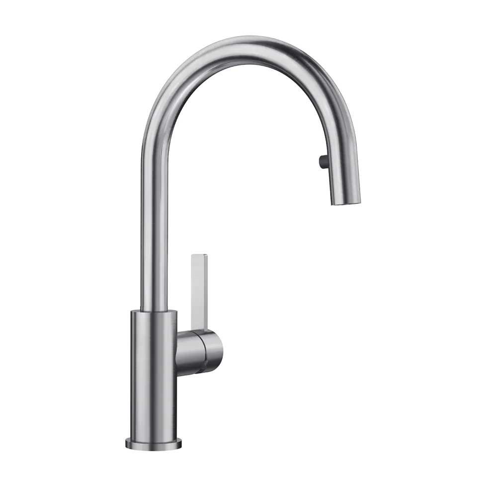 Blanco Candor-S Single Lever Brushed Stainless Steel Mono Pull Out Kitchen Mixer Tap