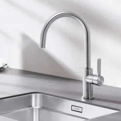 Blanco Candor WRAS Approved Single Lever Brushed Stainless Steel Mono Kitchen Mixer Tap