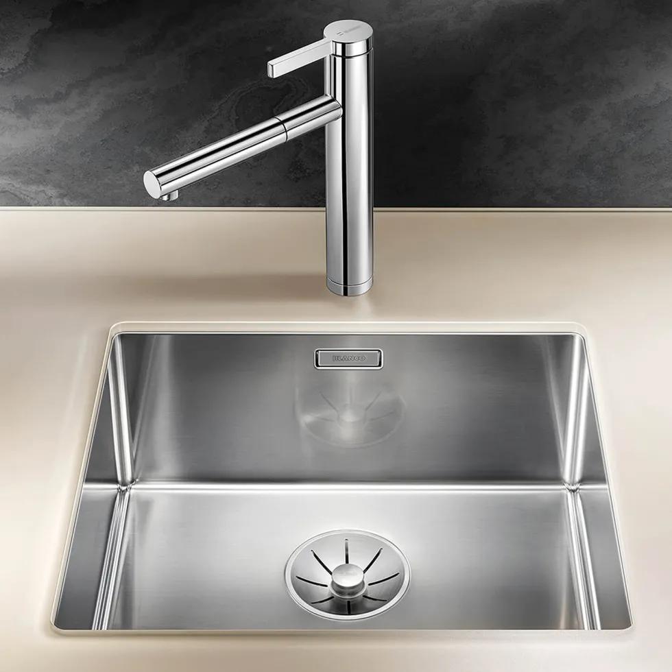 Blanco Claron 1 Bowl Undermount Satin Polish Stainless Steel Kitchen Sink & Waste - 490 x 440mm