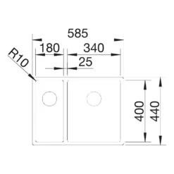 Blanco Claron 1.5 Bowl Undermount Satin Polish Stainless Steel Kitchen Sink & Waste - 585 x 440mm
