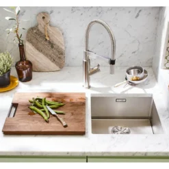 Blanco Claron 1 Bowl Undermount Satin Polish Stainless Steel Kitchen Sink & Waste - 440 x 440mm