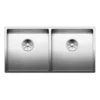Blanco Claron Double Bowl Undermount Satin Polish Stainless Steel Kitchen Sink & Waste - 865 x 440mm