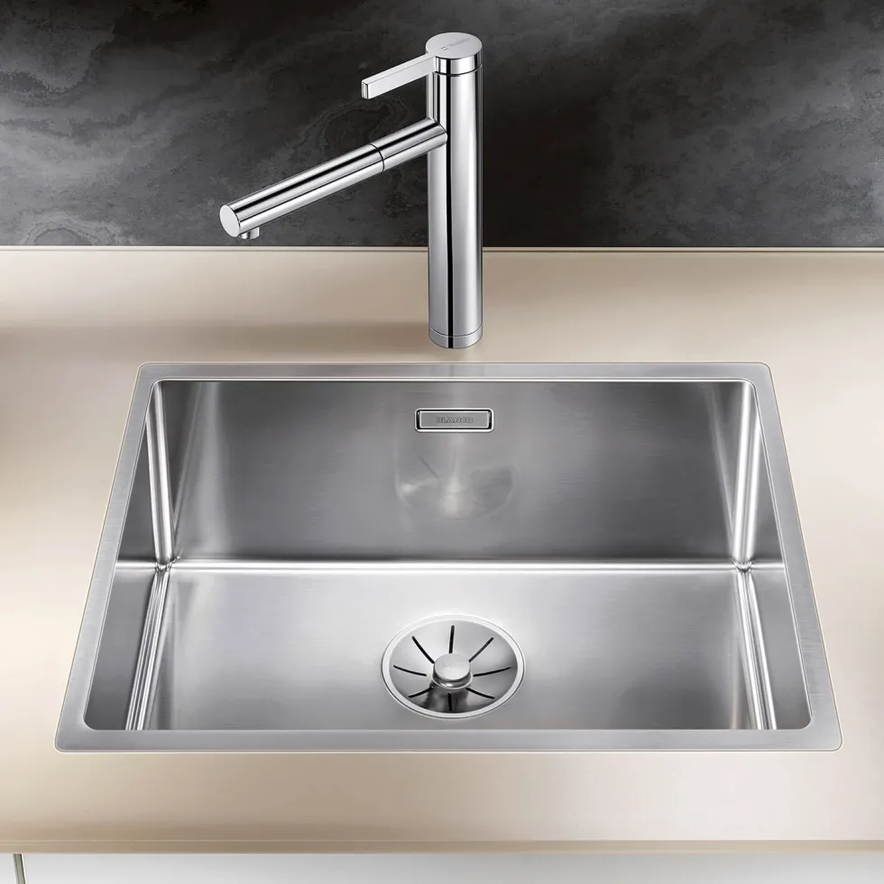 Blanco Claron Large 1 Bowl Satin Polish Stainless Steel Kitchen Sink & Waste - 540 x 440mm