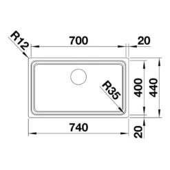 Blanco Etagon Extra Large 1 Bowl Satin Polish Inset or Undermount Stainless Steel Kitchen Sink & Waste - 740 x 440mm