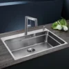Blanco Etagon Extra Large 1 Bowl Satin Polish Stainless Steel Kitchen Sink & Waste with Tap Ledge - 740 x 500mm