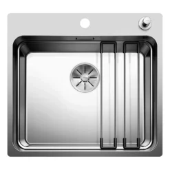 Blanco Etagon Large 1 Bowl Satin Polish Stainless Steel Kitchen Sink & Waste with Tap Ledge - 540 x 500mm