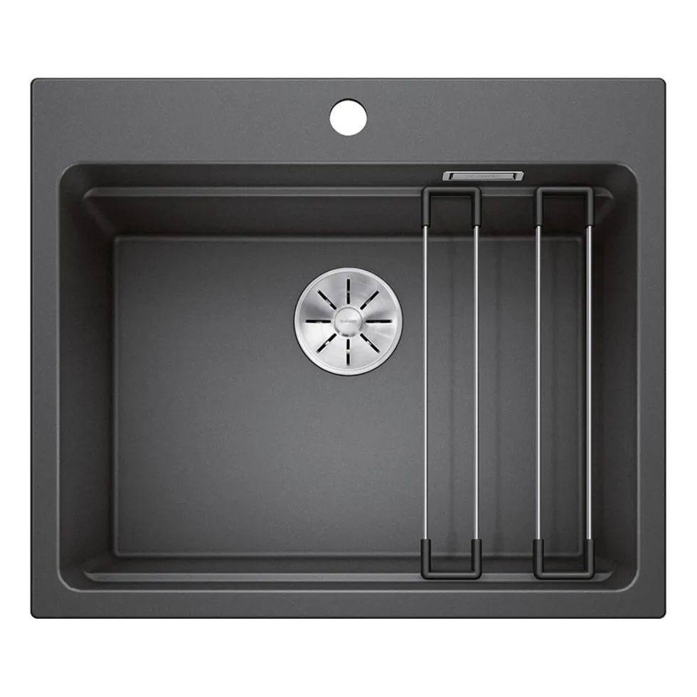 Blanco Etagon 6 Large 1 Bowl Silgranit Composite Kitchen Sink & Waste with Tap Ledge - 600 x 510mm