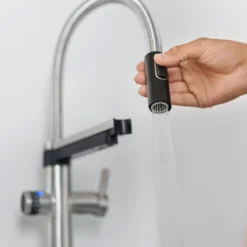 Blanco Evol-S 3-in-1 PVD Steel Smart Measure Filtered Cold Water Mono Kitchen Mixer Tap with Dual Spray