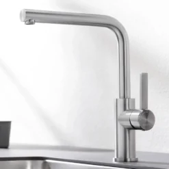 Blanco Lanora Eco Cold Start WRAS Approved Brushed Stainless Steel Mono Kitchen Mixer Tap