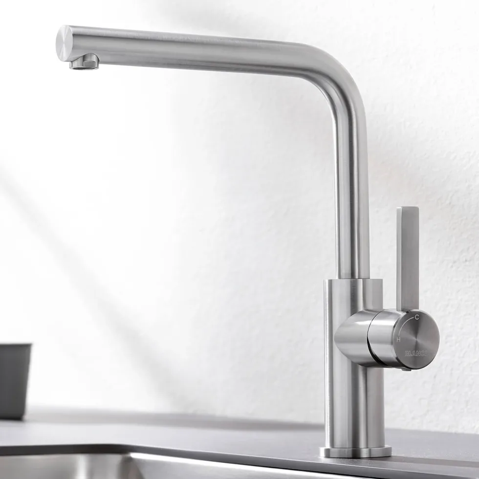 Blanco Lanora Eco Cold Start WRAS Approved Brushed Stainless Steel Mono Kitchen Mixer Tap