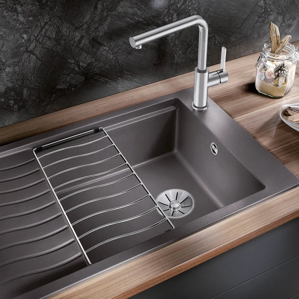 Blanco Lanora Eco Cold Start WRAS Approved Brushed Stainless Steel Mono Kitchen Mixer Tap