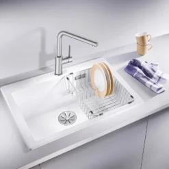 Blanco Lanora Eco Cold Start WRAS Approved Brushed Stainless Steel Mono Kitchen Mixer Tap