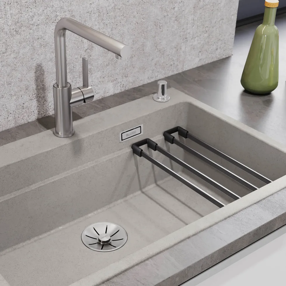 Blanco Lanora Eco Cold Start WRAS Approved Brushed Stainless Steel Mono Kitchen Mixer Tap