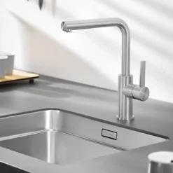 Blanco Lanora Eco Cold Start WRAS Approved Brushed Stainless Steel Mono Kitchen Mixer Tap