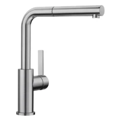 Blanco Lanora-S Eco Cold Start Brushed Stainless Steel Mono Pull Out Kitchen Mixer Tap