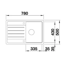 Blanco Legra 45 S Compact 1 Bowl Silgranit Composite Kitchen Sink & Waste with Reversible Drainer - 780 x 500mm