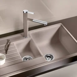 Blanco Linee-S Single Lever Pull Out Kitchen Mixer Tap with Silgranit Matching Finish