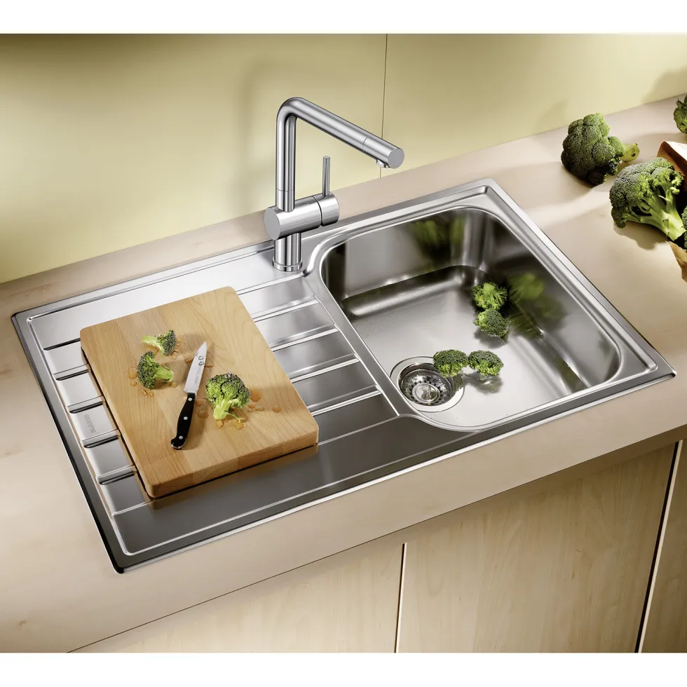 Blanco Livit 45 S Salto 1 Bowl Brushed Stainless Steel Kitchen Sink & Waste with Reversible Drainer - 860 x 500mm