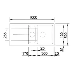 Blanco Metra 6 S 1.5 Bowl Inset Silgranit Composite Kitchen Sink & Waste with Reversible Drainer - 1000 x 500mm