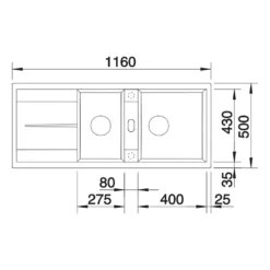 Blanco Metra 8 S 1.5 Bowl Inset Silgranit Composite Kitchen Sink & Waste with Reversible Drainer - 1160 x 500mm
