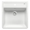 Blanco Panor 1 Bowl Crystal Gloss White Wall Mounted Belfast Ceramic Kitchen Sink & Waste with Tap Ledge - 600 x 630mm