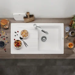 Blanco Sona 5 S Compact 1 Bowl Inset Silgranit Composite Kitchen Sink & Waste with Reversible Drainer - 860 x 500mm