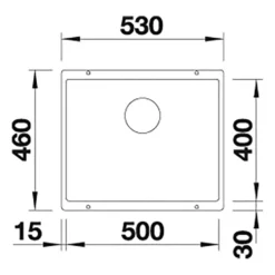 Blanco Subline 500-U 1 Bowl Undermount Silgranit Composite Kitchen Sink & Waste - 530 x 460mm
