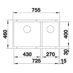 Blanco Subline XL 1.5 Bowl Undermount Silgranit Composite Kitchen Sink & Waste - 755 x 460mm
