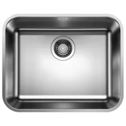Blanco Supra 500-U Large 1 Bowl Undermount Brushed Stainless Steel Kitchen Sink & Waste - 530 x 430mm