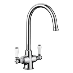 Blanco Vicus Twin Lever WRAS Approved Traditional Mono Kitchen Mixer Tap - Chrome