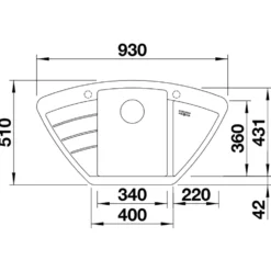 Blanco Zia 9 E Corner 1 Bowl Inset Silgranit Composite Kitchen Sink & Waste with Reversible Drainer - 930 x 510mm
