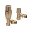 Brenton Designer Angled Thermostatic Radiator Valves - Brushed Brass