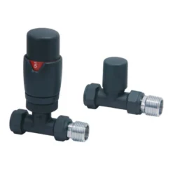 Brenton Designer Straight Thermostatic Radiator Valves - Carbon Anthracite