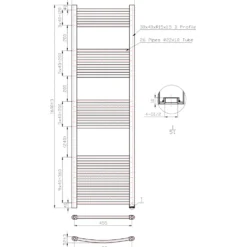 Brenton Matt Black Straight Heated Flat Towel Rail