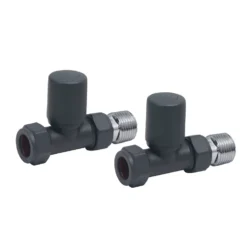 Brenton 15mm Straight Manual Radiator Valves - Anthracite
