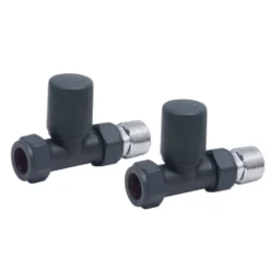 Brenton 15mm Straight Manual Radiator Valves - Carbon Anthracite