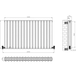 Brenton Oval Double Panel Horizontal Radiator - 600 x 1020mm