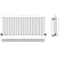 Brenton Oval Double Panel Horizontal Radiator - 600 x 1440mm