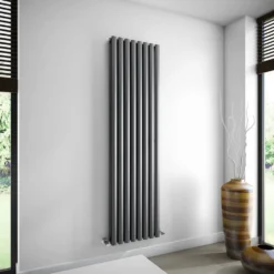 Brenton Oval Double Panel Vertical Radiator - Anthracite - 1800 x 480mm