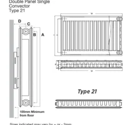 Brenton Type 21 Double Panel Single Convector Radiator - White