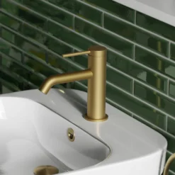 Britton Bathrooms Hoxton Slim Basin Mixer Tap - Brushed Brass