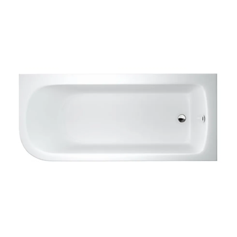 Britton Bathrooms Viride Single Ended Offset J-Shaped Bath, Panel & Cradle - 1700 x 750mm