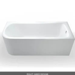 Britton Bathrooms Viride Single Ended Offset J-Shaped Bath, Panel & Cradle - 1700 x 750mm