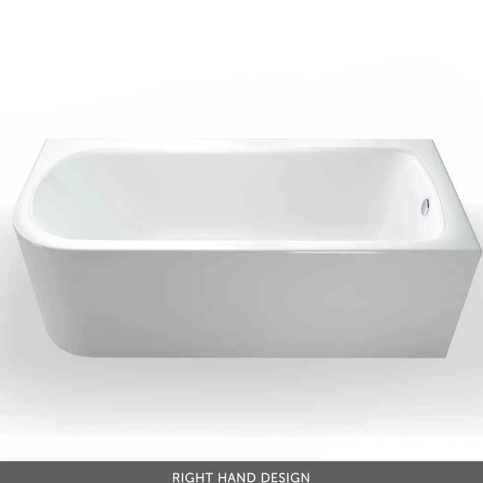 Britton Bathrooms Viride Single Ended Offset J-Shaped Bath, Panel & Cradle - 1700 x 750mm