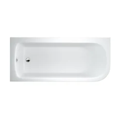 Britton Bathrooms Viride Single Ended Offset J-Shaped Bath, Panel & Cradle - 1700 x 750mm